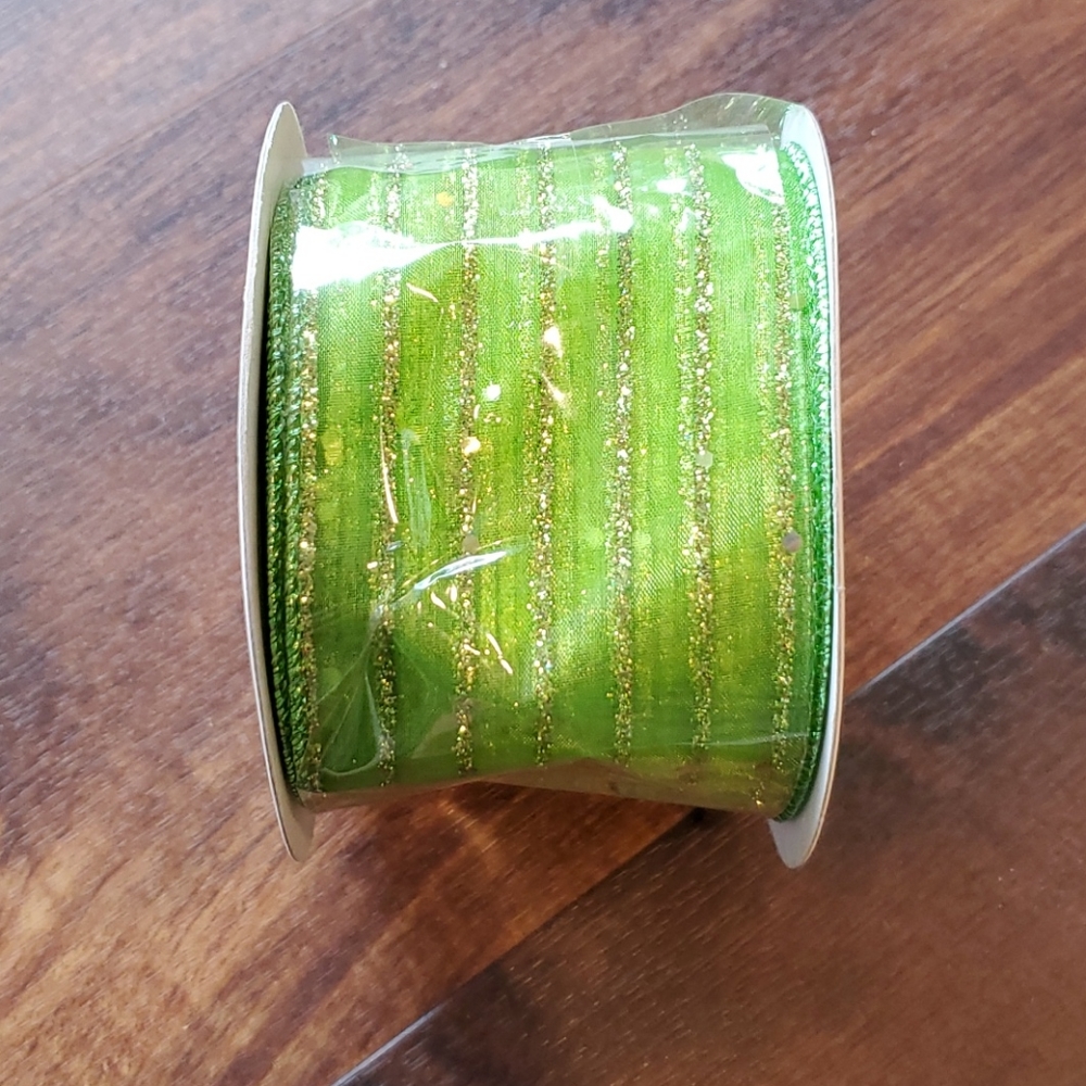 NWOT C&G lime wired ribbon